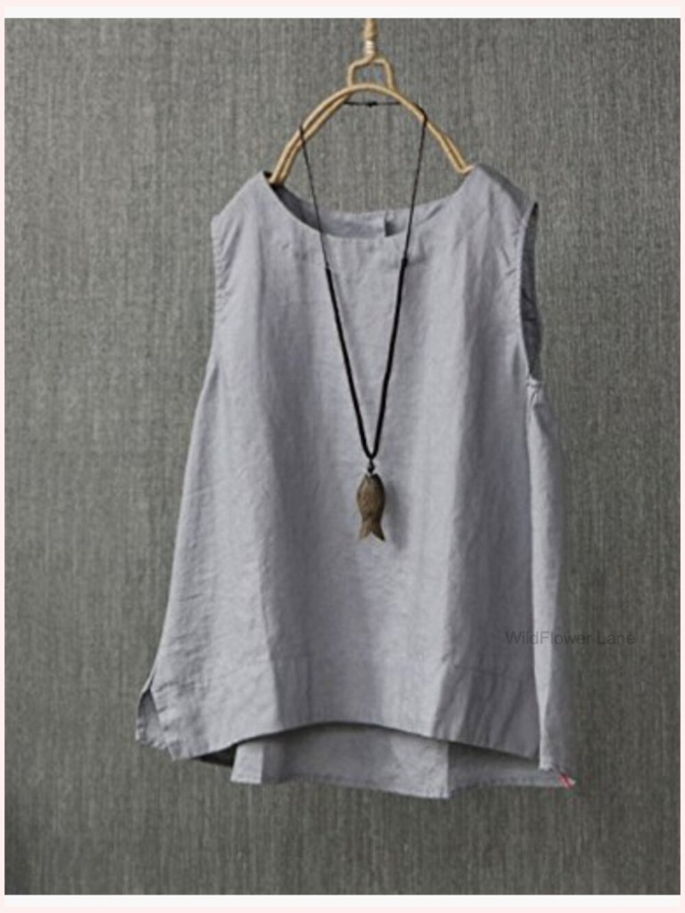 100% Linen Sleeveless Tank Top Summer Casual Blouse - Picture 5 of 5